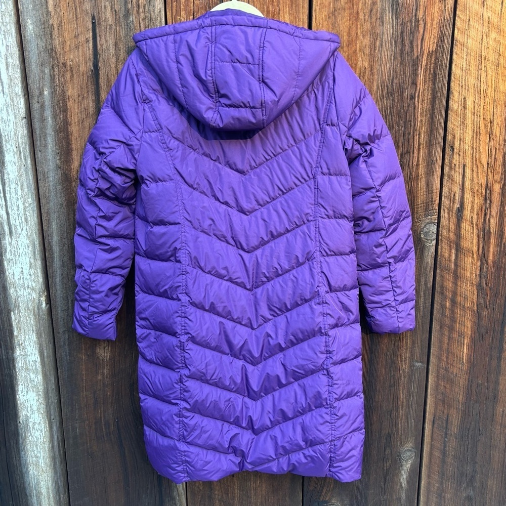 Lands End Down Puffer Coat 600 80/20 Deep Purple Hood Size S 6-8 - Picture 2 of 11